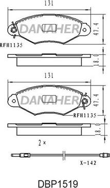 Danaher DBP1519 - Kit pastiglie freno, Freno a disco autozon.pro