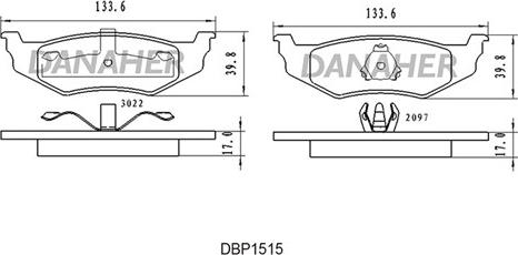 Danaher DBP1515 - Kit pastiglie freno, Freno a disco autozon.pro