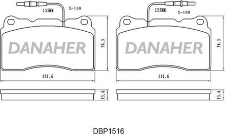 Danaher DBP1516 - Kit pastiglie freno, Freno a disco autozon.pro