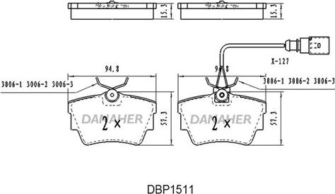 Danaher DBP1511 - Kit pastiglie freno, Freno a disco autozon.pro