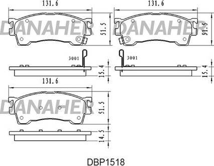 Danaher DBP1518 - Kit pastiglie freno, Freno a disco autozon.pro