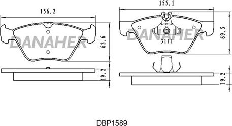 Danaher DBP1589 - Kit pastiglie freno, Freno a disco autozon.pro