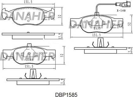 Danaher DBP1585 - Kit pastiglie freno, Freno a disco autozon.pro