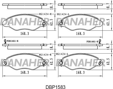 Danaher DBP1583 - Kit pastiglie freno, Freno a disco autozon.pro