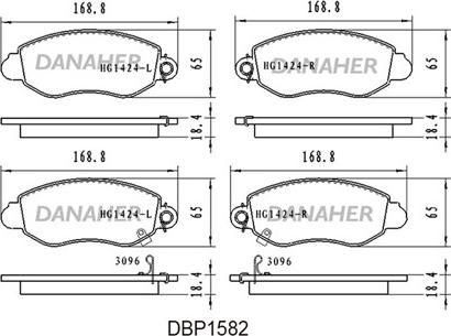 Danaher DBP1582 - Kit pastiglie freno, Freno a disco autozon.pro