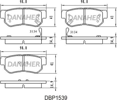 Danaher DBP1539 - Kit pastiglie freno, Freno a disco autozon.pro