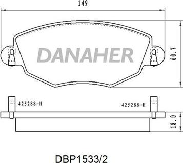 Danaher DBP1533/2 - Kit pastiglie freno, Freno a disco autozon.pro