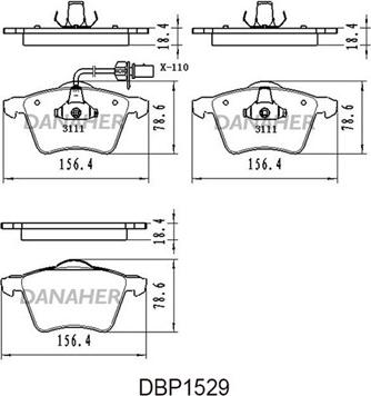 Danaher DBP1529 - Kit pastiglie freno, Freno a disco autozon.pro