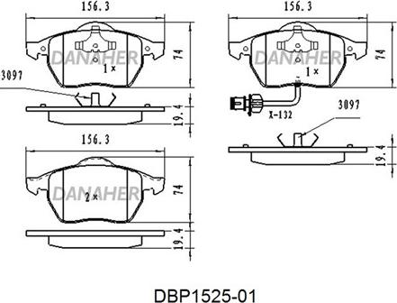 Danaher DBP1525-01 - Kit pastiglie freno, Freno a disco autozon.pro