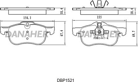 Danaher DBP1521 - Kit pastiglie freno, Freno a disco autozon.pro