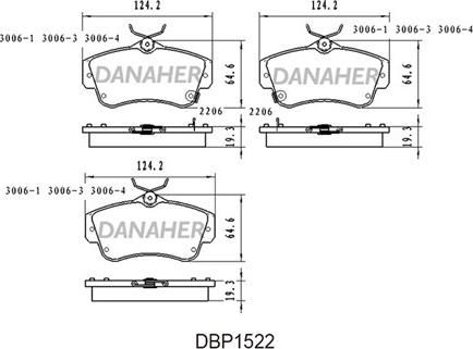 Danaher DBP1522 - Kit pastiglie freno, Freno a disco autozon.pro