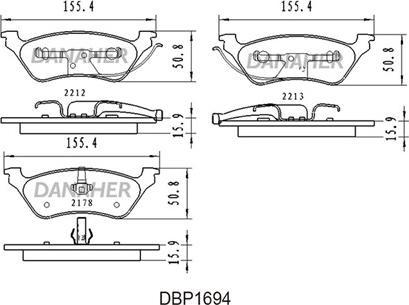 Danaher DBP1694 - Kit pastiglie freno, Freno a disco autozon.pro