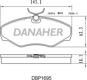 Danaher DBP1695 - Kit pastiglie freno, Freno a disco autozon.pro