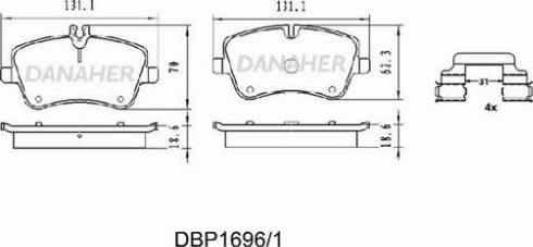 Danaher DBP1696/1 - Kit pastiglie freno, Freno a disco autozon.pro