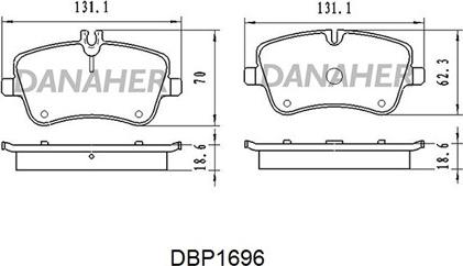 Danaher DBP1696 - Kit pastiglie freno, Freno a disco autozon.pro