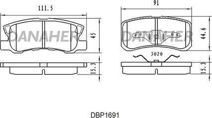 Danaher DBP1691 - Kit pastiglie freno, Freno a disco autozon.pro