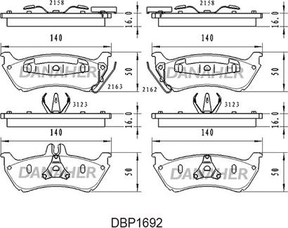 Danaher DBP1692 - Kit pastiglie freno, Freno a disco autozon.pro