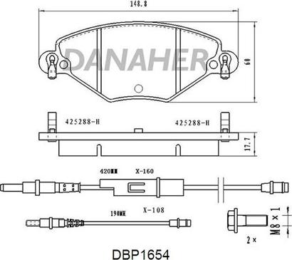 Danaher DBP1654 - Kit pastiglie freno, Freno a disco autozon.pro