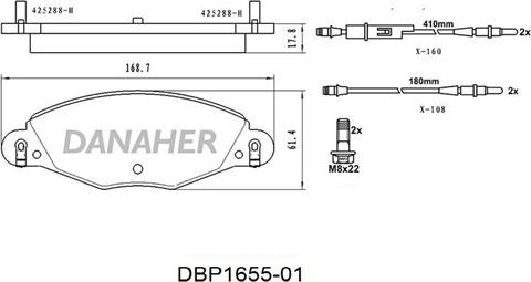 Danaher DBP1655-01 - Kit pastiglie freno, Freno a disco autozon.pro