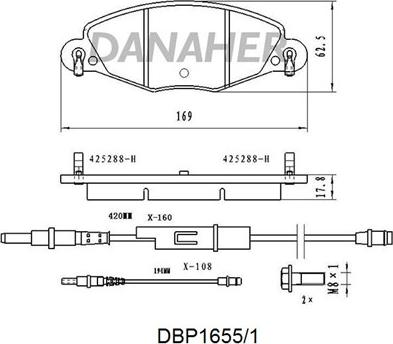 Danaher DBP1655/1 - Kit pastiglie freno, Freno a disco autozon.pro