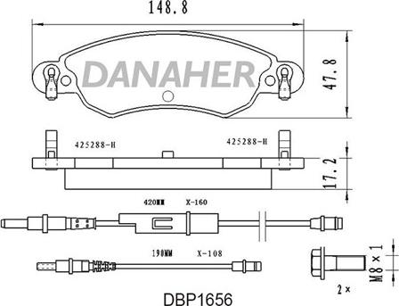 Danaher DBP1656 - Kit pastiglie freno, Freno a disco autozon.pro