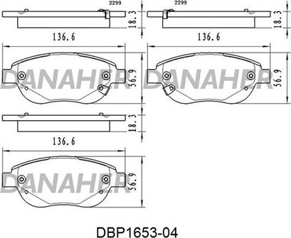 Danaher DBP1653-04 - Kit pastiglie freno, Freno a disco autozon.pro