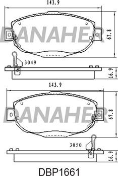 Danaher DBP1661 - Kit pastiglie freno, Freno a disco autozon.pro