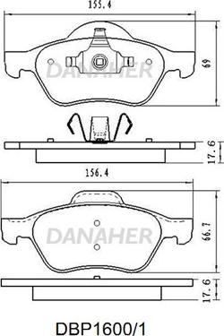 Danaher DBP1600/1 - Kit pastiglie freno, Freno a disco autozon.pro