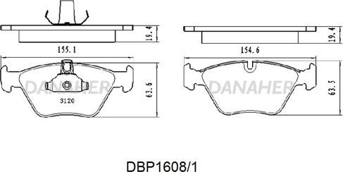 Danaher DBP1608/1 - Kit pastiglie freno, Freno a disco autozon.pro