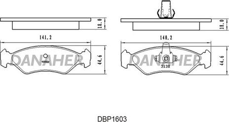 Danaher DBP1603 - Kit pastiglie freno, Freno a disco autozon.pro