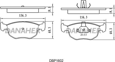 Danaher DBP1602 - Kit pastiglie freno, Freno a disco autozon.pro