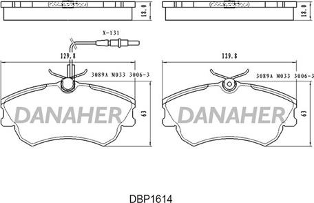 Danaher DBP1614 - Kit pastiglie freno, Freno a disco autozon.pro