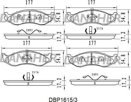 Danaher DBP1615/3 - Kit pastiglie freno, Freno a disco autozon.pro