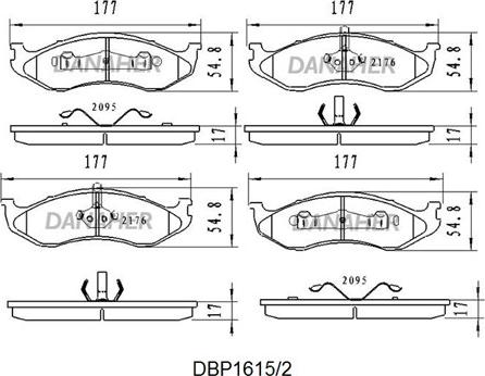 Danaher DBP1615/2 - Kit pastiglie freno, Freno a disco autozon.pro