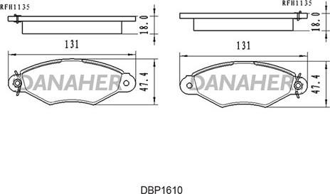 Danaher DBP1610 - Kit pastiglie freno, Freno a disco autozon.pro