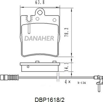 Danaher DBP1618/2 - Kit pastiglie freno, Freno a disco autozon.pro