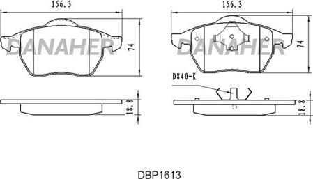 Danaher DBP1613 - Kit pastiglie freno, Freno a disco autozon.pro