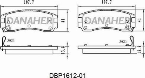 Danaher DBP1612-01 - Kit pastiglie freno, Freno a disco autozon.pro