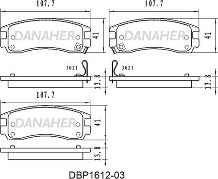 Danaher DBP1612-03 - Kit pastiglie freno, Freno a disco autozon.pro