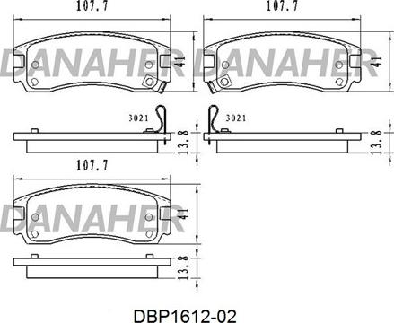 Danaher DBP1612-02 - Kit pastiglie freno, Freno a disco autozon.pro