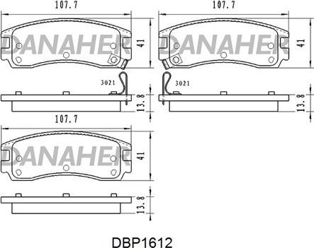 Danaher DBP1612 - Kit pastiglie freno, Freno a disco autozon.pro