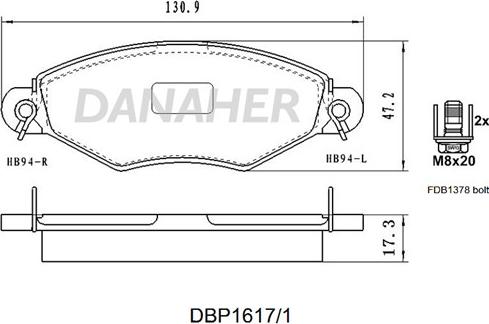 Danaher DBP1617/1 - Kit pastiglie freno, Freno a disco autozon.pro