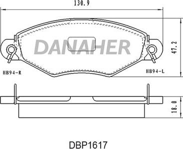 Danaher DBP1617 - Kit pastiglie freno, Freno a disco autozon.pro