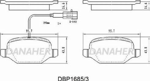 Danaher DBP1685/3 - Kit pastiglie freno, Freno a disco autozon.pro