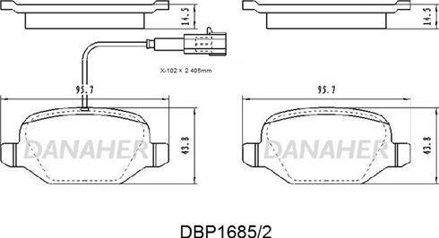 Danaher DBP1685/2 - Kit pastiglie freno, Freno a disco autozon.pro