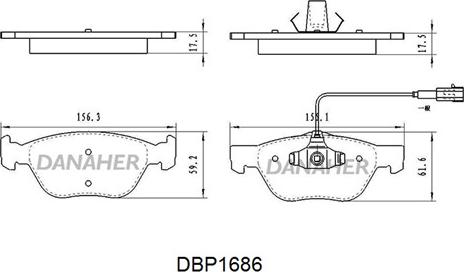 Danaher DBP1686 - Kit pastiglie freno, Freno a disco autozon.pro