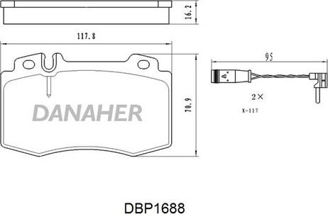 Danaher DBP1688 - Kit pastiglie freno, Freno a disco autozon.pro