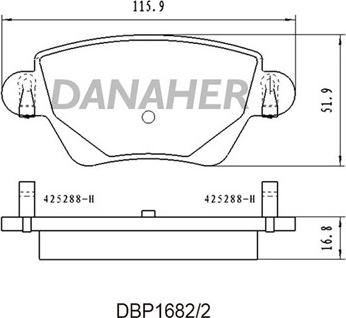 Danaher DBP1682/2 - Kit pastiglie freno, Freno a disco autozon.pro