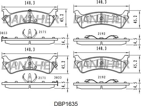 Danaher DBP1635 - Kit pastiglie freno, Freno a disco autozon.pro