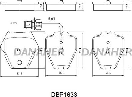 Danaher DBP1633 - Kit pastiglie freno, Freno a disco autozon.pro